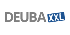 Deuba XXL - Das Logo ist in einem grauen Schriftzug - Das XXL ist in einem weißen Schriftzug und einer blauen Umrandung auf einem weißen Hintergrund