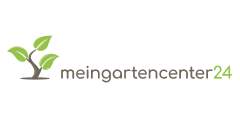 Meingartencenter 24 - Das Logo hat meingartencenter in einem grauen Schriftzug auf weißem Hintergrund - die 24 ist grün geschrieben - links vom Schriftzug ist eine kleine Wurzel mit drei Blaetter zu sehen