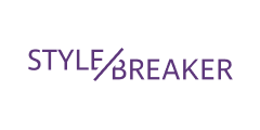 stylebreaker - Das logo hat den Schriftzug style breaker in lila Schrift auf weißem Hintergrund