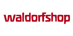 Waldorfshop Das Logo hat waldorfshop in einem roten Schriftzug auf weißem Hintergrund